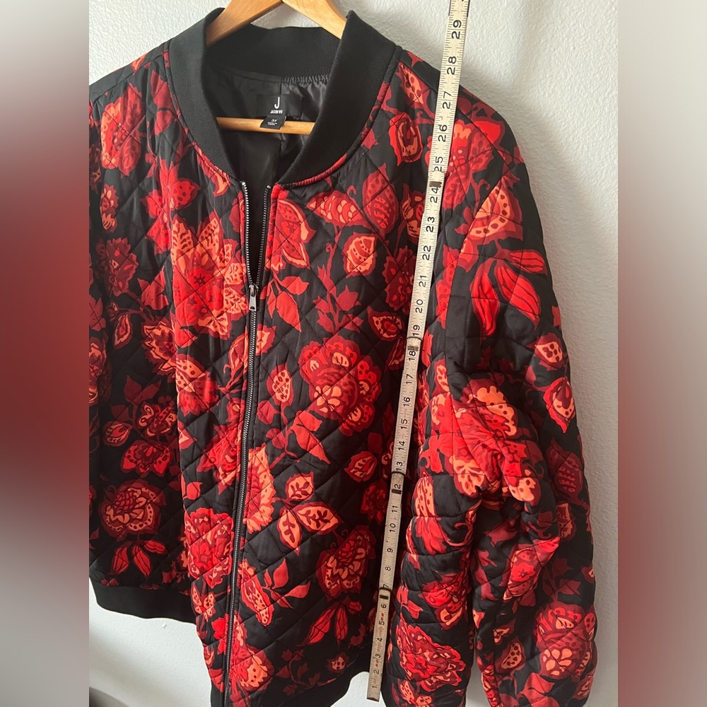 NWOT J Jason Wu Floral Quilted Woven Bomber Jacket Size 3X Red Black NEW - Picture 9 of 9